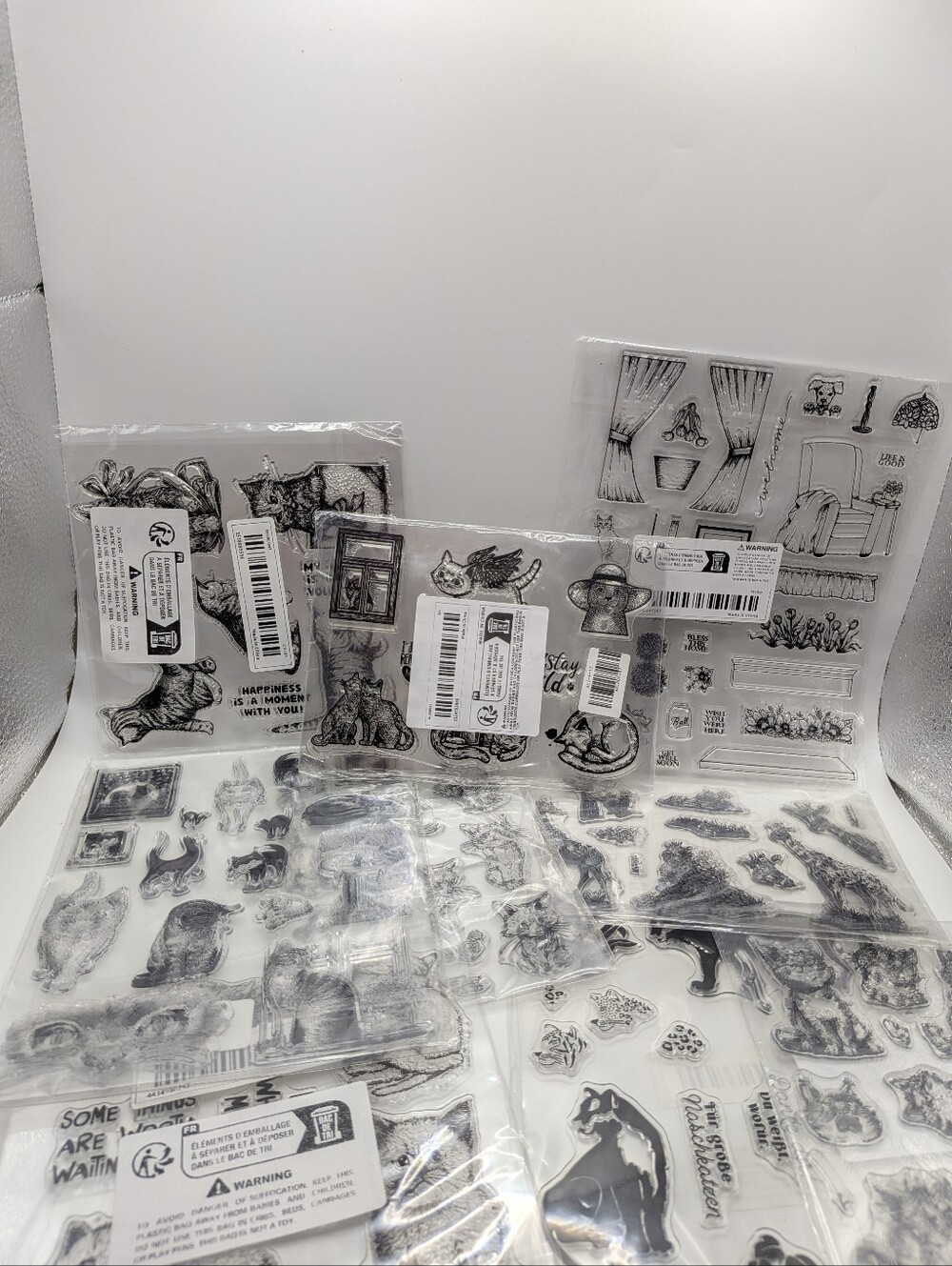 Lot of Clear silicon stamps Animal Crafts Cozy Journal Cards Cats Kittens
